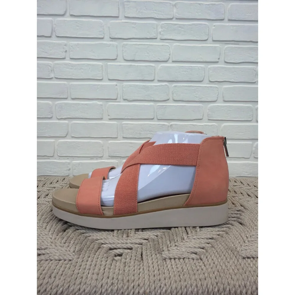 LifeStride Giselle Platform Wedge Sandals Coral Size 8.5